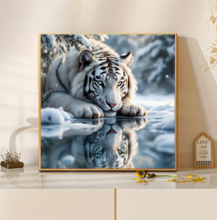 Preview: Diamond Painting  Weißer Tiger im Spiegelbild